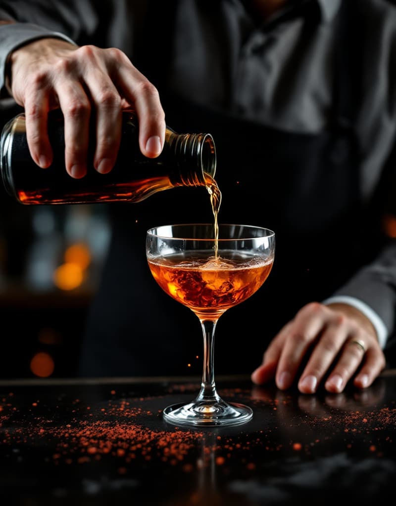 Pouring a stirred cocktail