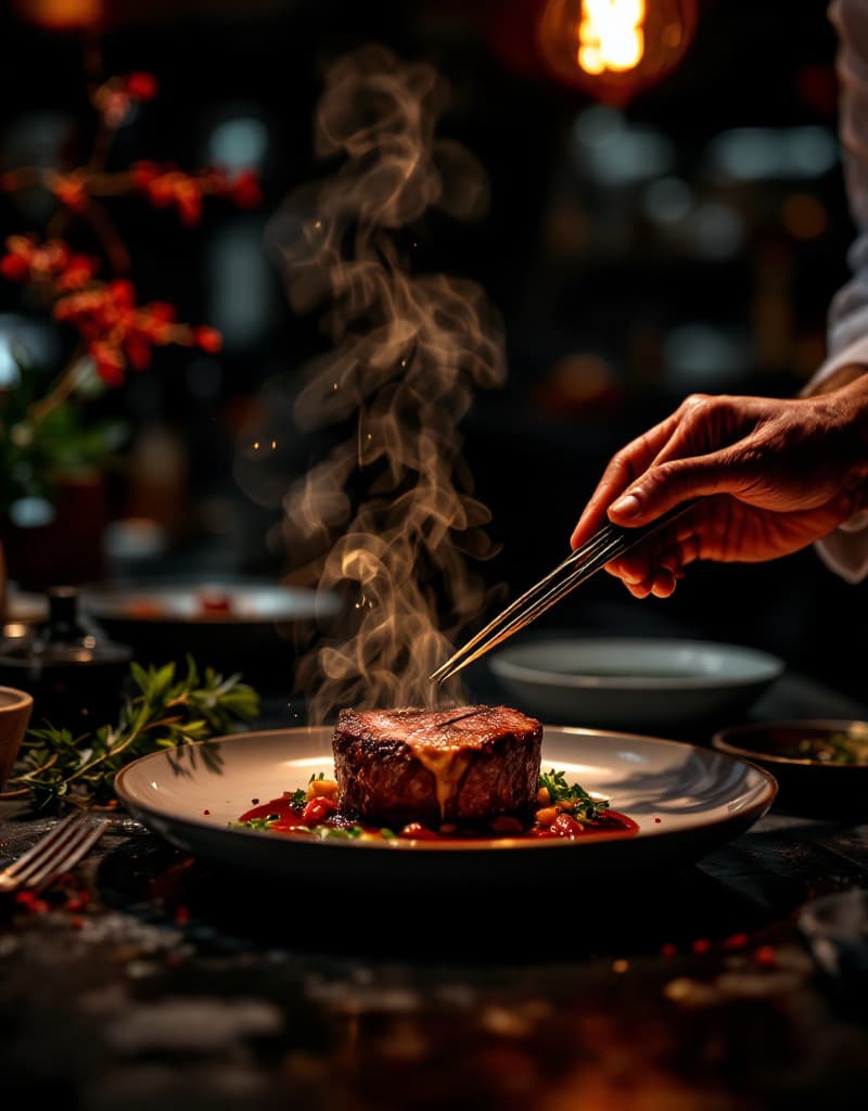 Plating in the open kitchen