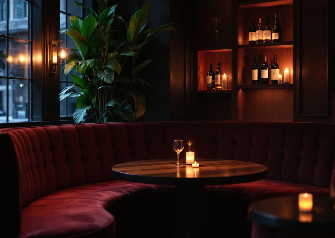 Lounge seating under low light