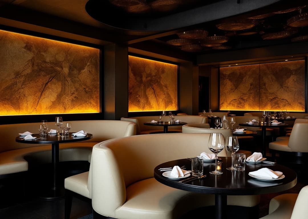 Round booths in the main room