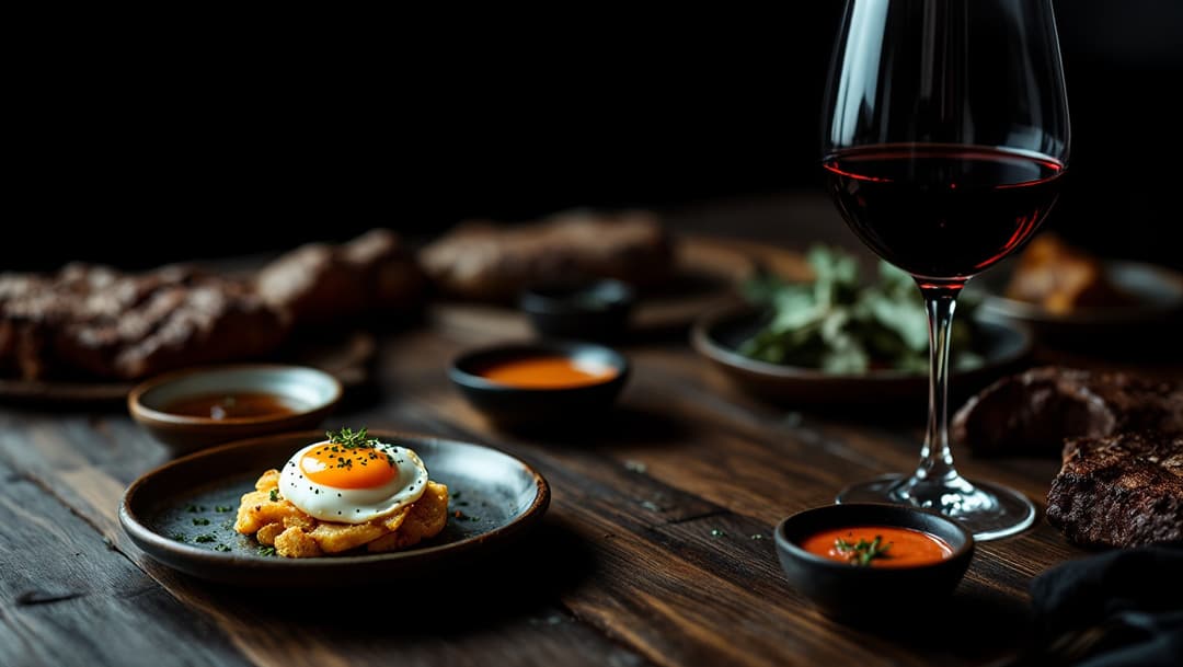 Red wine with small plates