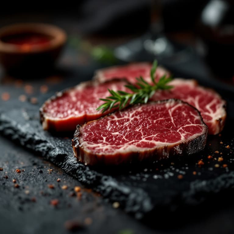 Seared wagyu slices