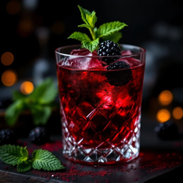 Blackberry and mint cocktail